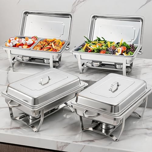 Chafing Dishes for Buffet 4 Pack (Silver / 4 Pack Combo)