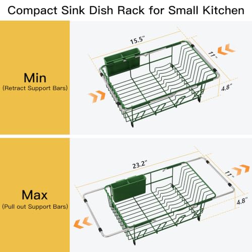 Green Dish Drying Rack in Sink (Green / For 12"-30"w Sink)