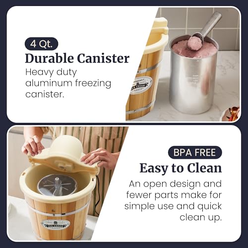 EIM924LX 4Qt Old Fashioned Wood Bucket Ice Cream Maker (Cream)