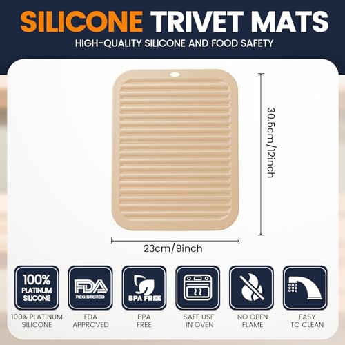 Silicone Trivet Mats 4 Heat Resistant Pot Holders Multipurpose Non (Ivory White)