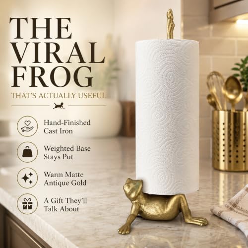 Gold Frog Paper Towel Holder & Metal Toilet Paper Holder Stand (Gold Frog)
