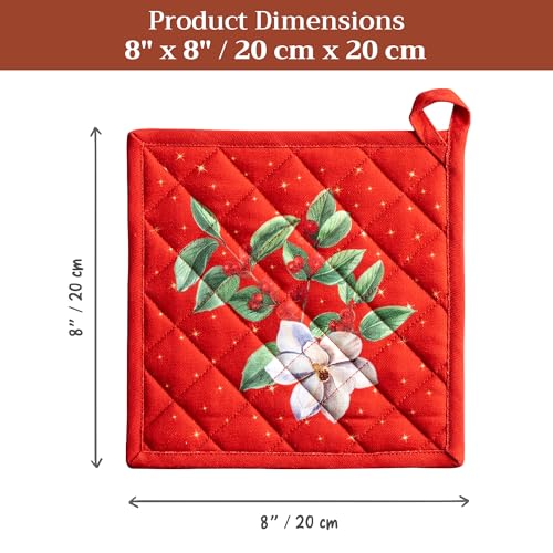 Pot Holders 100% Cotton Potholders (107 - Noel / 8" x 8" (Pot Holder Pack of 1))