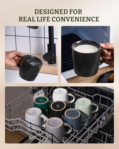 Mercury Coffee Mugs 13 oz (Mercury-Black / 6 Count (Pack of 1))