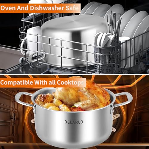 Tri ply Stainless Steel 6 Quart Heavy Duty Induction Stock Pot (Silver / 6 Quarts)