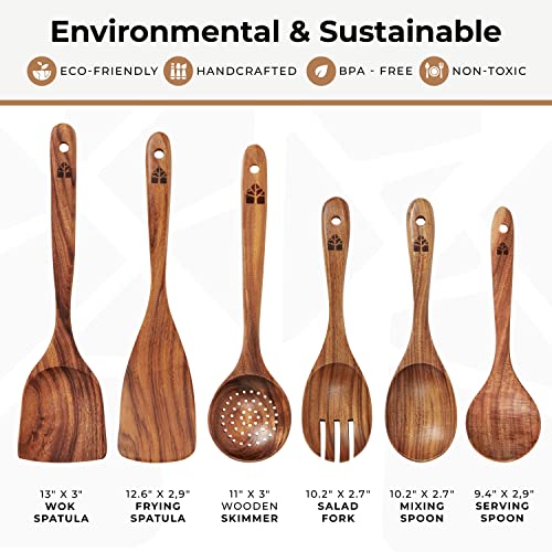 Wooden Spoons for Cooking (6 piece set)