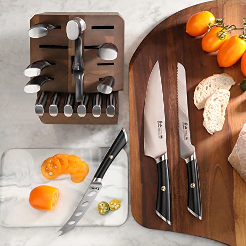 ELBERT Series German Steel Forged Knife Block Sets (17-Piece / Black)