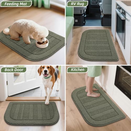 24x36 Inch Kitchen Rugs Non Slip Washable Kitchen Sink Rug (2' x 3' (Semicircular) / Green)