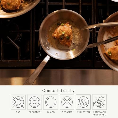 Cookware - 6-Inch Stainless Steel Frying Pan - 5 Ply Stainless Clad - Professional Cookware - Crafted in Italy - Induction Compatible (6")