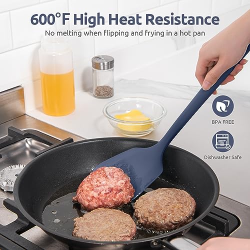 600℉ Heat Resistant Silicone Turner ((3) Midnight Blue / 13.6"x3.74" (Solid Turner))