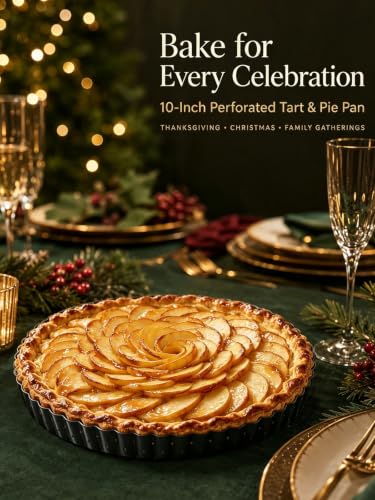 10 Inch Perforated Quiche Pan for Crispy Crust. Removable Bottom (10.2*1.2IN)