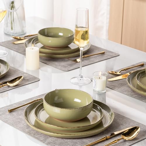 Dinnerware Sets for 4 (Olive Green / Service For 4(12Pcs))
