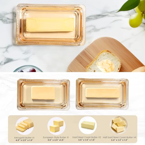 Vintage Fancy Amber Glass Butter Dish with Arch Handle Lid (Amber-4 / Butter Dish)