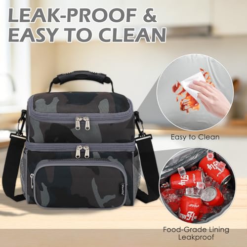 Double Layer Cooler Insulated Lunch Bag Adult Lunch Box Large Tote Bag for Men (2 Count)