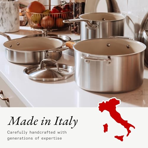 Cookware 8 QT CeramiClad Non Stick Stock Pot with Lid (Stainless Handle)