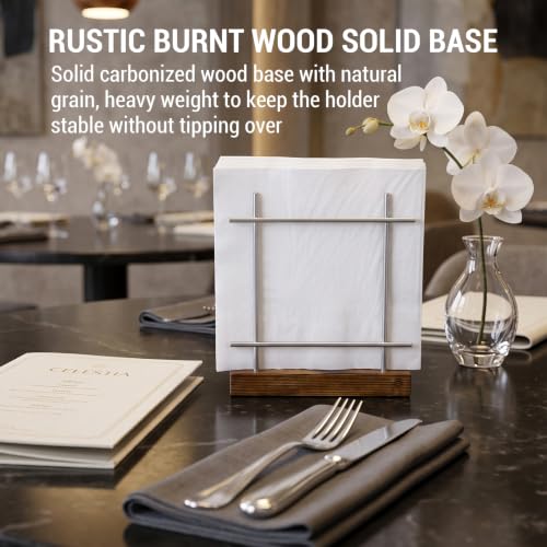 Upright Napkin Holder (Silver / Brown)
