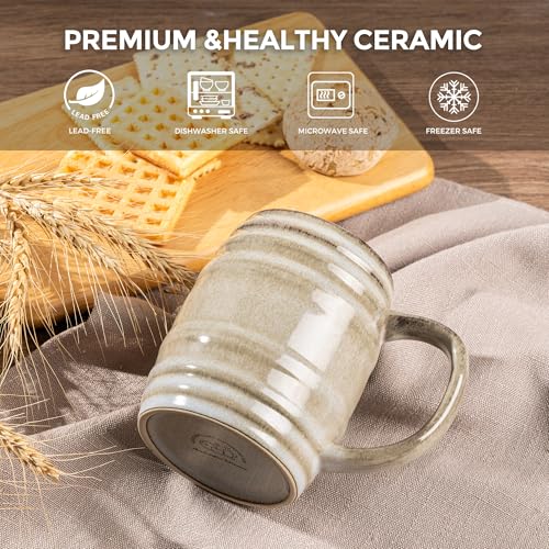 20oz Large Coffee Mugs Set of 4 (Oatmeal / Set of 4(20oz))