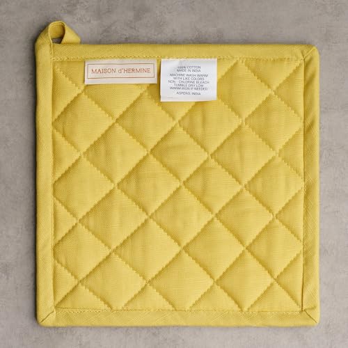 Pot Holders 100% Cotton Potholders (004 - Limoncello / 8" x 8" (Pot Holder Pack of 2))