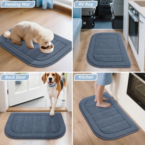 30x18 Inch Kitchen Rugs Non Slip Washable Kitchen Sink Rug (1'6" x 2'6" (Semicircular) / Blue)