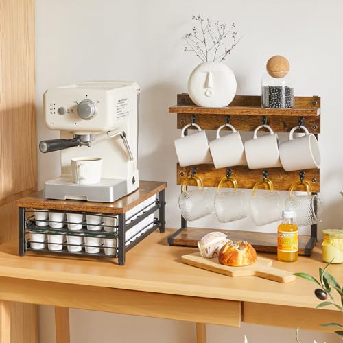 2 Tier Coffee Pod Drawer Holder for K Cup (70 Pods K Cup / Rustic Brown)