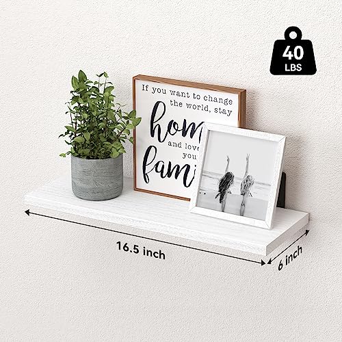 Floating Shelves Set of 6 for Wall Decor & Storage (16.5 Inch / White)