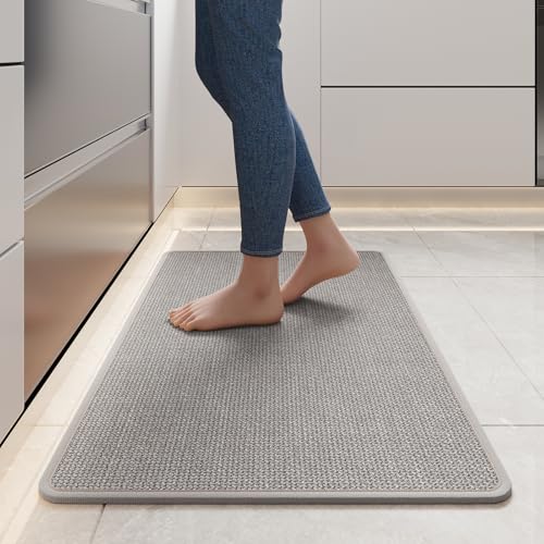 Kitchen Rugs Kitchen Mats for Floor Non Slip Washable Gray 17"x30" (3.5417 Sq Ft)