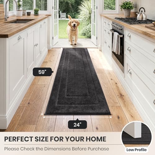 Hallway Runner Rug (Charcoal / 24" X 59" (Runner))