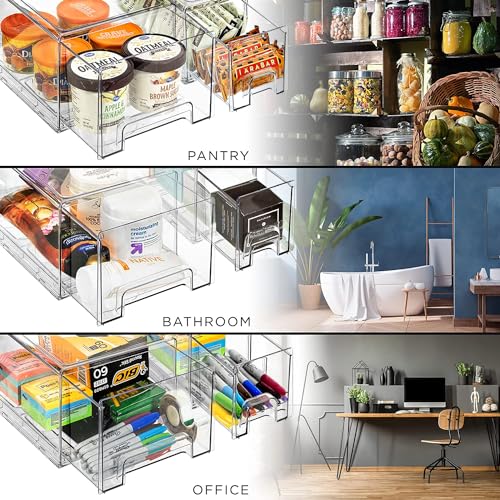 Clear Stackable Storage Drawers for Refrigerator (4 Pack / Medium)