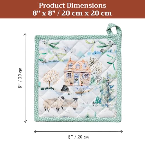 Pot Holders 100% Cotton Potholders (104 - Snowy World / 8" x 8" (Pot Holder Pack of 1))