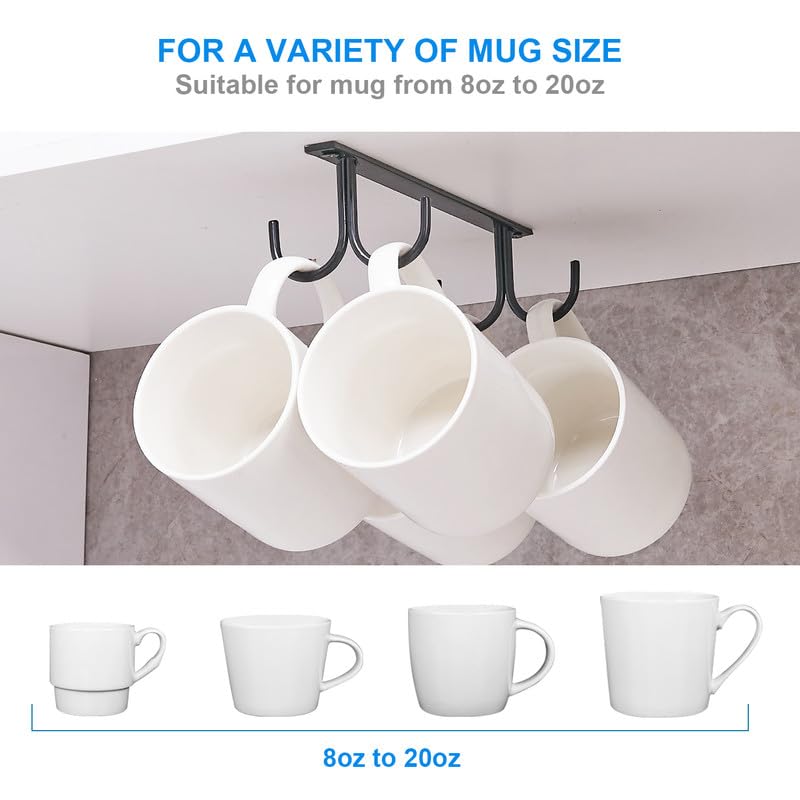 Mug Rack Under Cabinet (Black / 2 Pack)