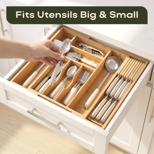 Drawer Organizer for Kitchen Organization (Natural / 8 Slot)