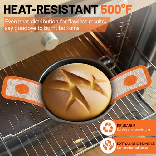 2 Pcs Silicone Bread Sling for Dutch Oven (2pcs: Orange Round)