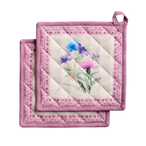 Pot Holders 100% Cotton Potholders (038 - Chardon / 8" x 8" (Pot Holder Pack of 2))
