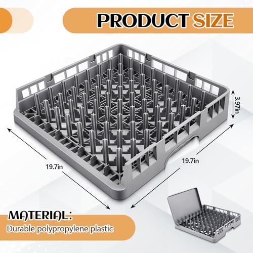1 Pack Commercial Dishwasher Tray Rack (Gray / Peg Dish Opening)