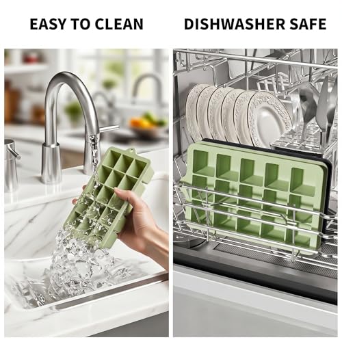 Silicone Ice Cube Tray 2 Pack (Ice Cube Tray 2 Pack / Green+Green)