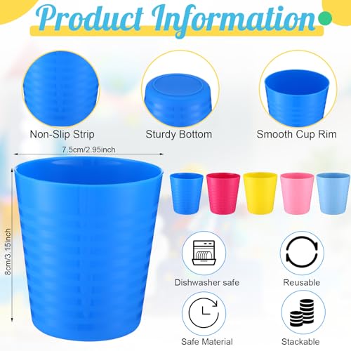 36 Pcs Kids Plastic Cups 8 oz Drinking Toddler Cups (Neon)