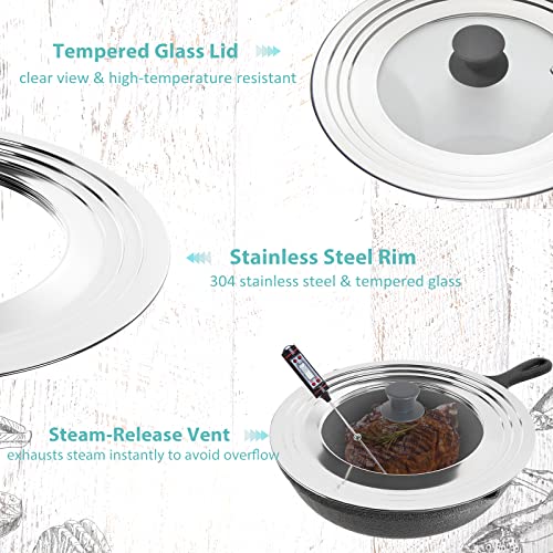 Universal Lid for Pots Pans and Skillets (Round Handle / Gray)