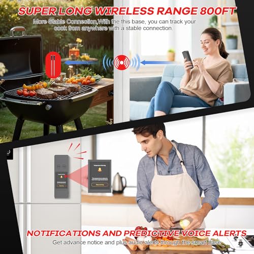 800FT Wireless Meat Thermometer Digital with 2 Upgraded Ultra