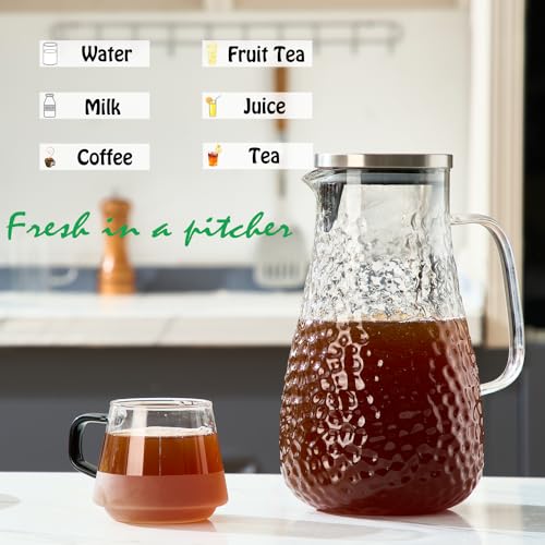 Pitcher Glass Pitcher with Handle and Lid