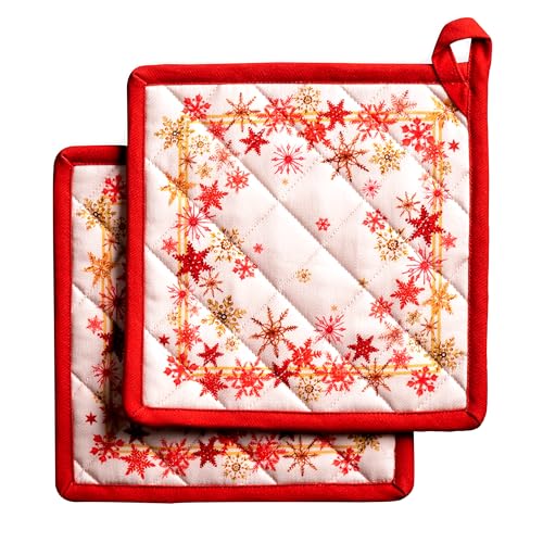 Pot Holders 100% Cotton Potholders (082 - Crystal Star / 8" x 8" (Pot Holder Pack of 2))