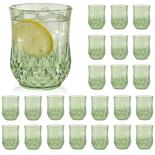 24 Pack Plastic Stemless Wine Glasses (12oz-sage green)