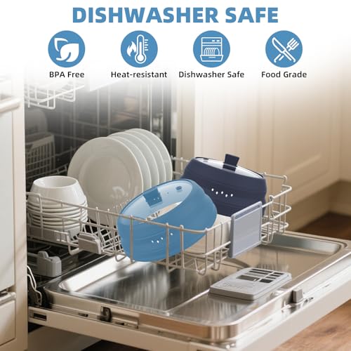Microwave Splatter Cover Glass Cover Guard Lid with Collapsible Silicone for Food Pot Plate Cover 10.8 inch Blue (Blue / 10.8 inch)