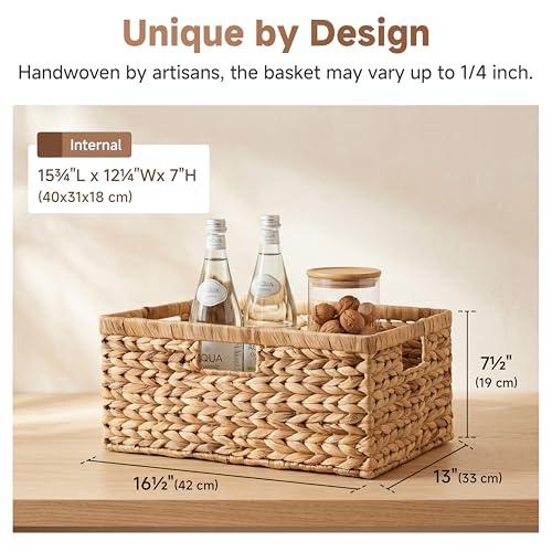 Wicker Baskets for Storage (Natural (Water Hyacinth) / 16½"L x 13"W x 7½"H)