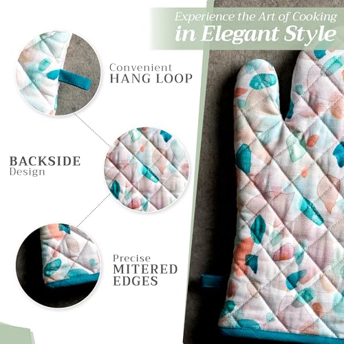 100% Cotton Oven Mitt & Pot Holder Set (079 - Summer Picnic / 7.5" x 13" & 8" x 8" (Oven Mitt & Pot Holder))
