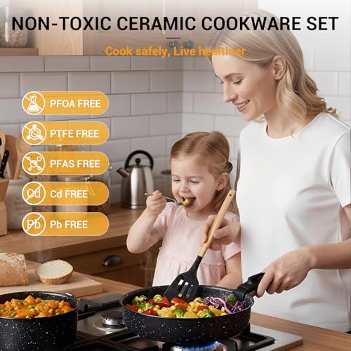 21Pcs Pots and Pans Set Non Stick with Detachable Handle Frying Pan (Frying Pan Set)