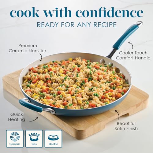 Cucina Ceramic Nonstick Frying Pan (Skillet (14") / Marine Blue)