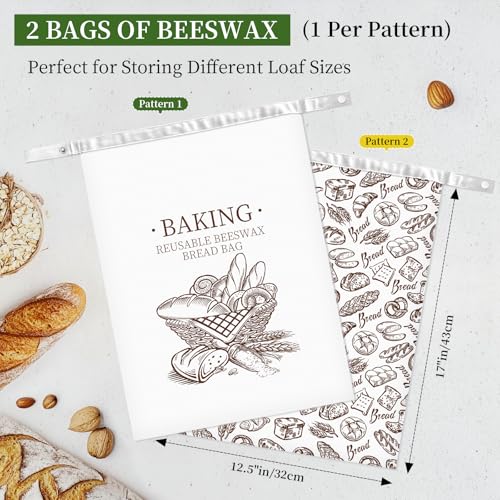 Reusable Beeswax Bread Bags (Bread pattern)