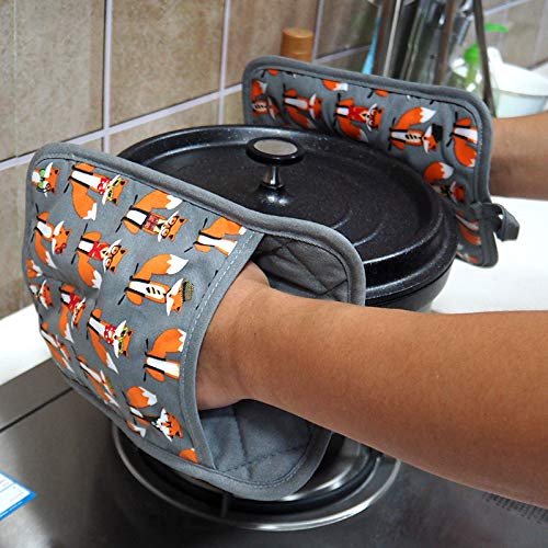 Pot Holders Set of 2 (Fox, Gray Potholders)