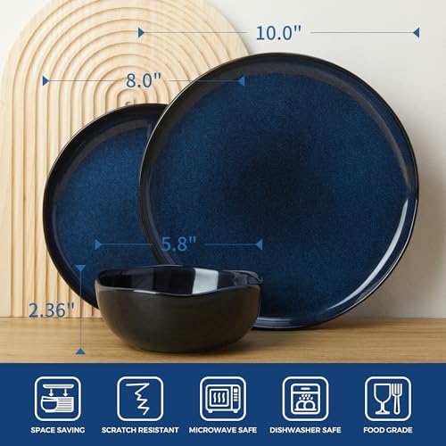 Stoneware Dinnerware Sets for 4 (Starry Blue / Set (12pcs))