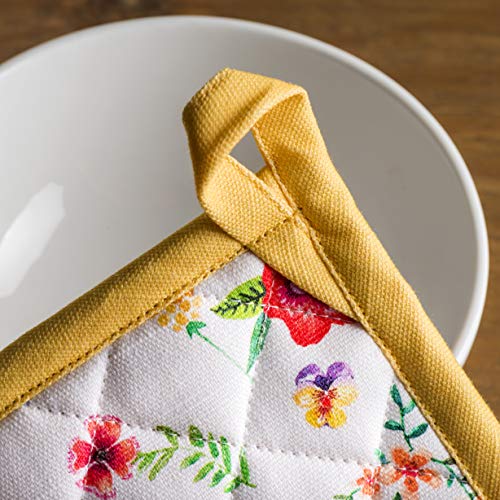 Pot Holders 100% Cotton Potholders (034 - Happy Florals - Sweety / 8" x 8" (Pot Holder Pack of 2))