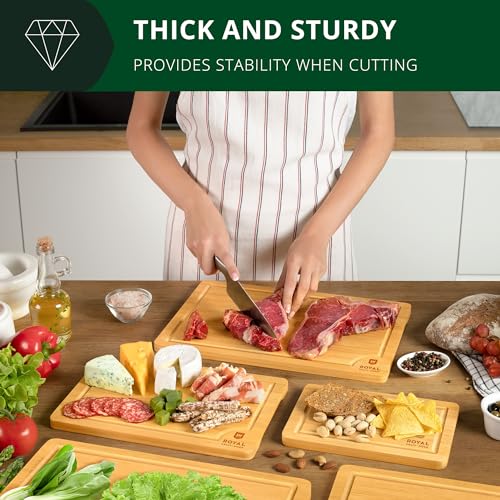 Wooden Cutting Boards for Kitchen Meal Prep & Serving (5-Piece / Natural)